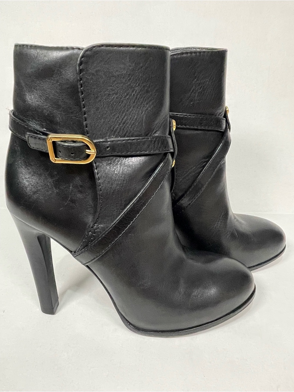 TORY BURCH | Dorese Black Leather High-Heel Stiletto Ankle Boots | 6.5